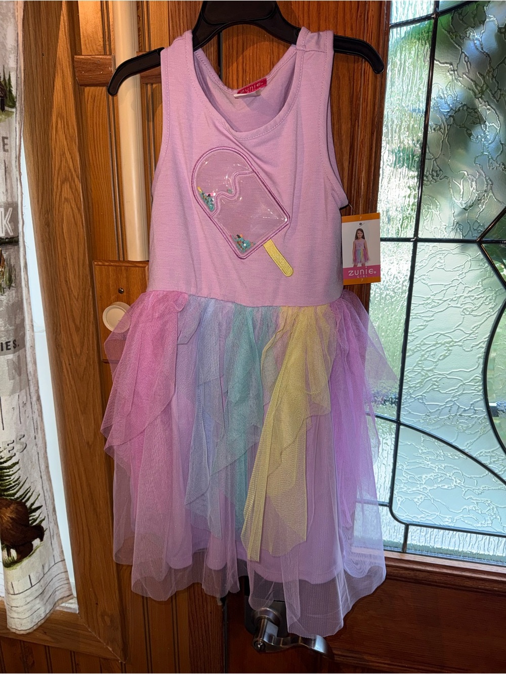 Zunie Lilac Tulle Popsicle Dress with Pastel Rainbow Skirt